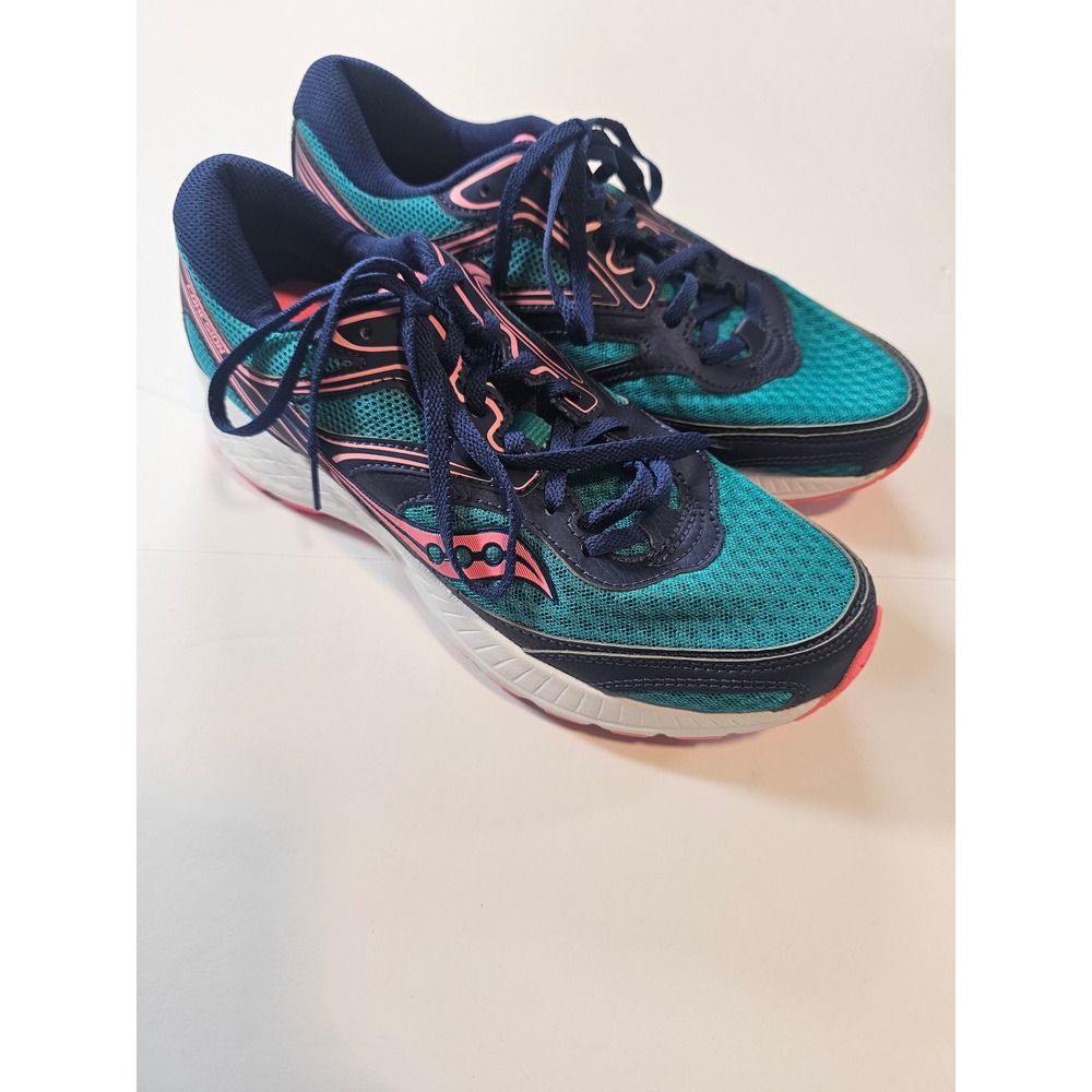 Saucony Cohesion 12 Sneakers Womens 8 Teal Navy Pink Running‎ Shoes